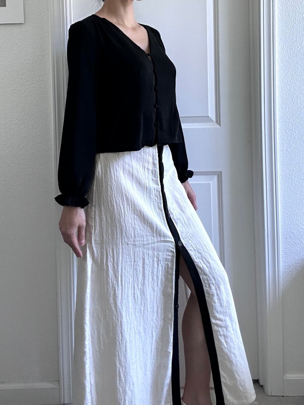 Topshop Boho Vintage Long Sleeve V-neck Button up Blouse size 2/M